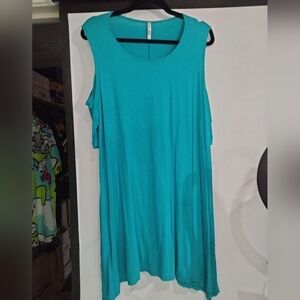 Azules Cold-shoulder Teal Women's Top